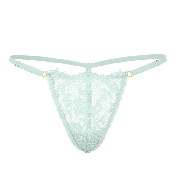 Victoria's Secret Lace Adjustable V-String Panty Mint Green XS NEW - Picture 6 of 6
